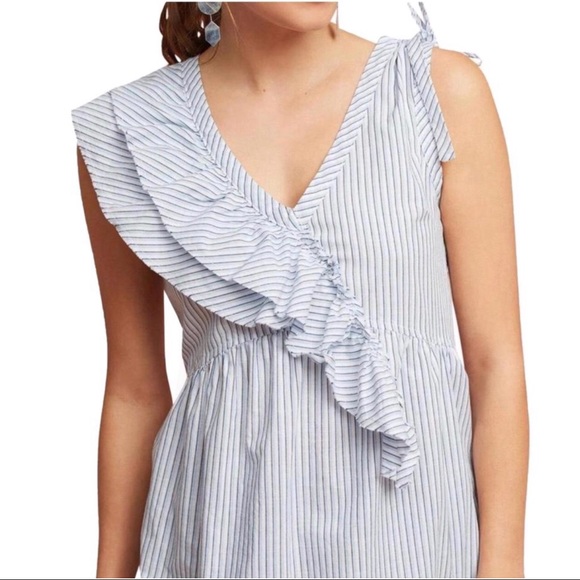 Anthropologie Tops - Anthropologie Left of Center Pinstriped Ruffle Top